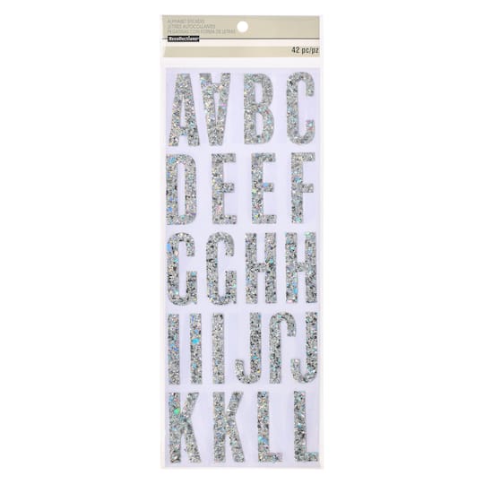 12 Packs: 42 ct. (504 total) Iridescent Chunky Glitter Alphabet Stickers by Recollections™